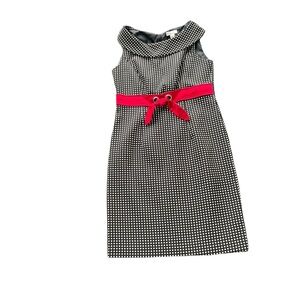 Kim Rogers Black and White Polka Dot Dress with red Belt